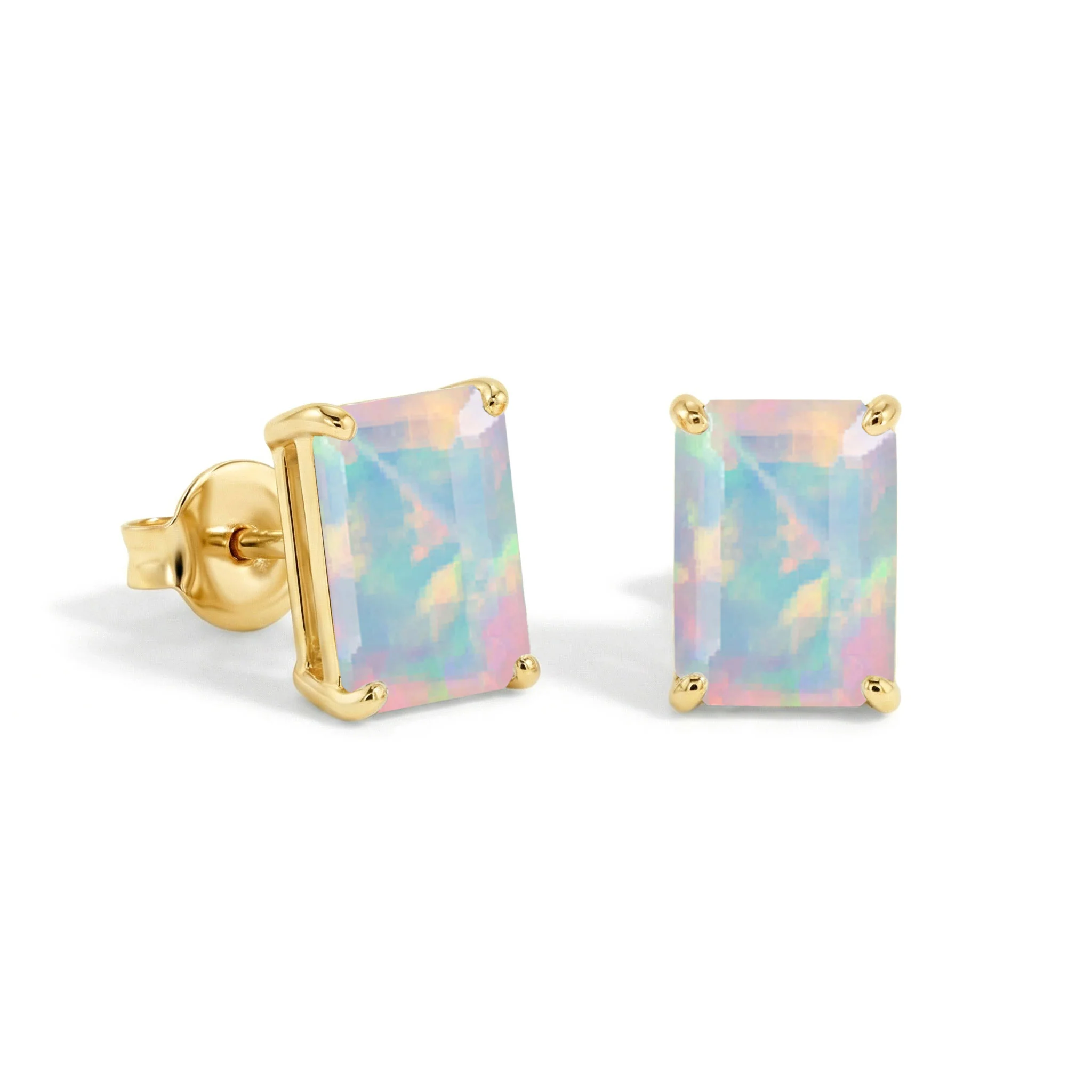 Unique White Opal Octagon Stud Earrings in 925 Sterling Silver 5.35ct - Image 2