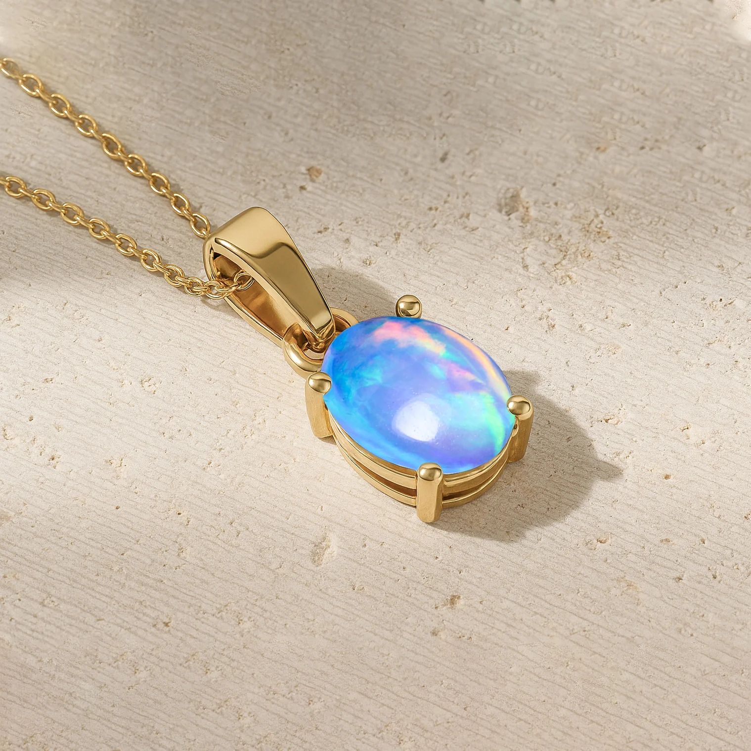 Blue Opal Oval Teardrop Pendant Necklace in 925 Sterling Silver 1.20ct - Image 6