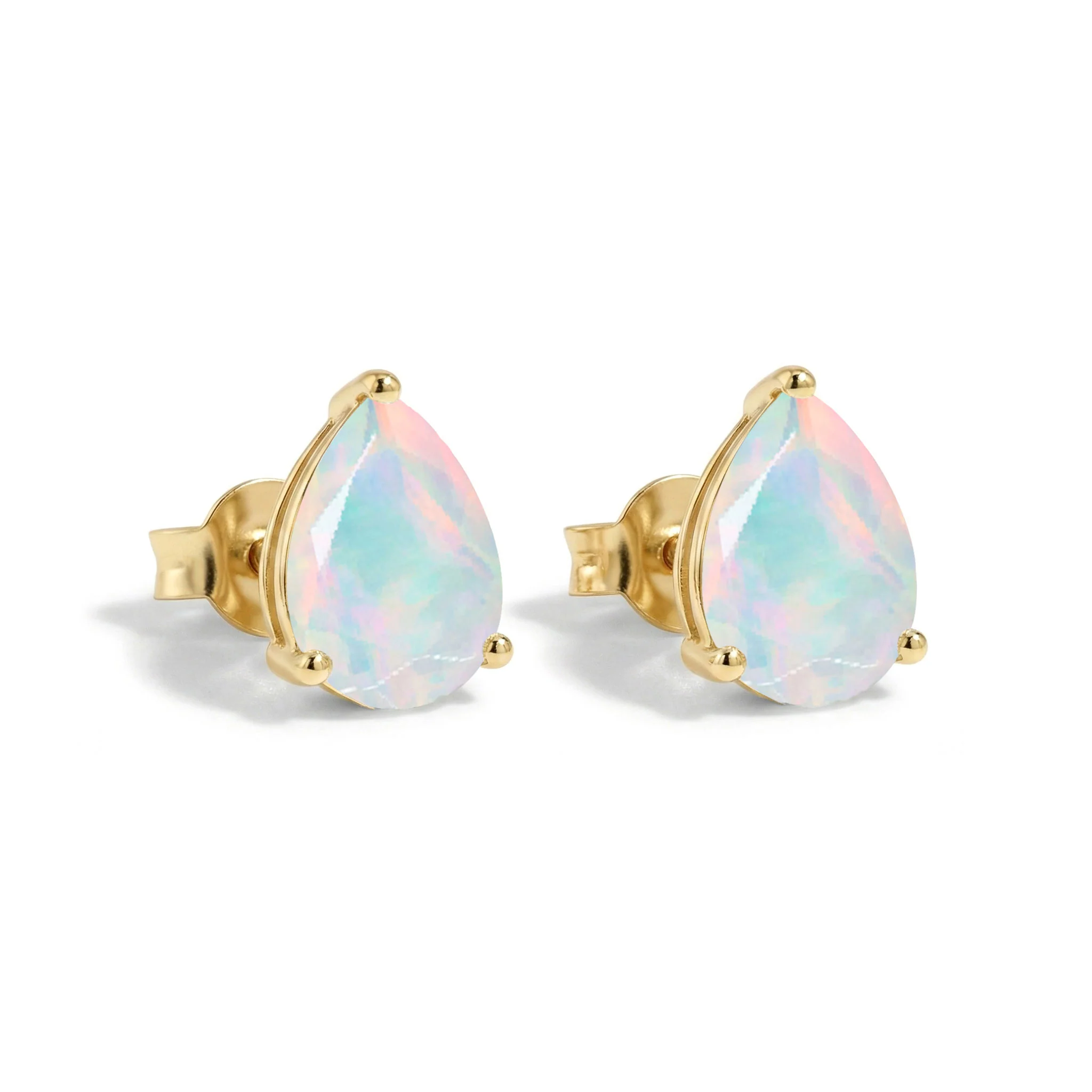 White Opal Pear Solitaire Stud Earring in 925 Sterling Silver 10X8 MM 5.35ct - Image 8