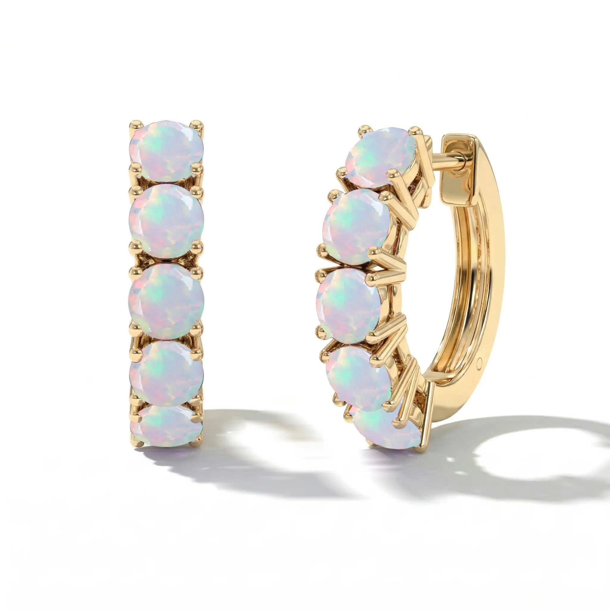 White Opal Round Hoop Earrings in 925 Sterling Silver 3MM 3ct - Image 5