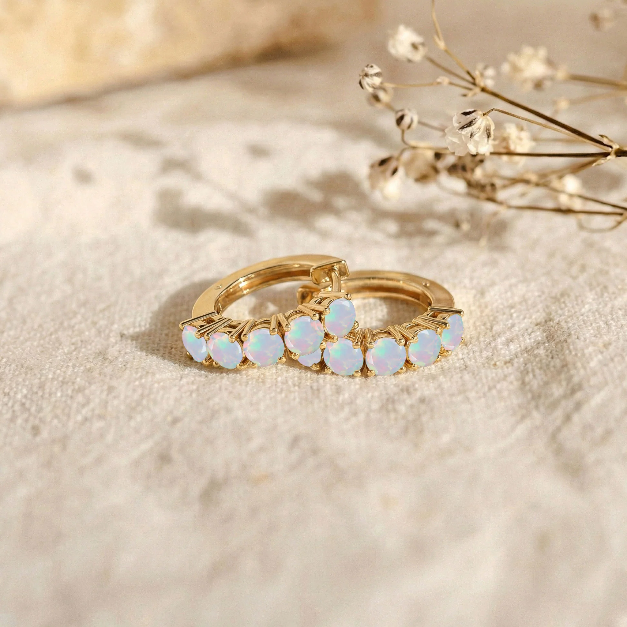 White Opal Round Hoop Earrings in 925 Sterling Silver 3MM 3ct - Image 8