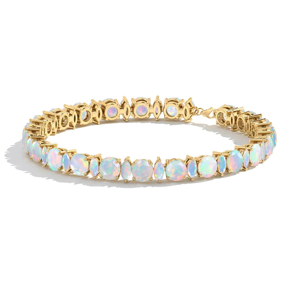 White Opal Round & Marquise Bracelet 5 MM & 5x2.5 MM 22.11 Ct Elegant Glow - Image 4