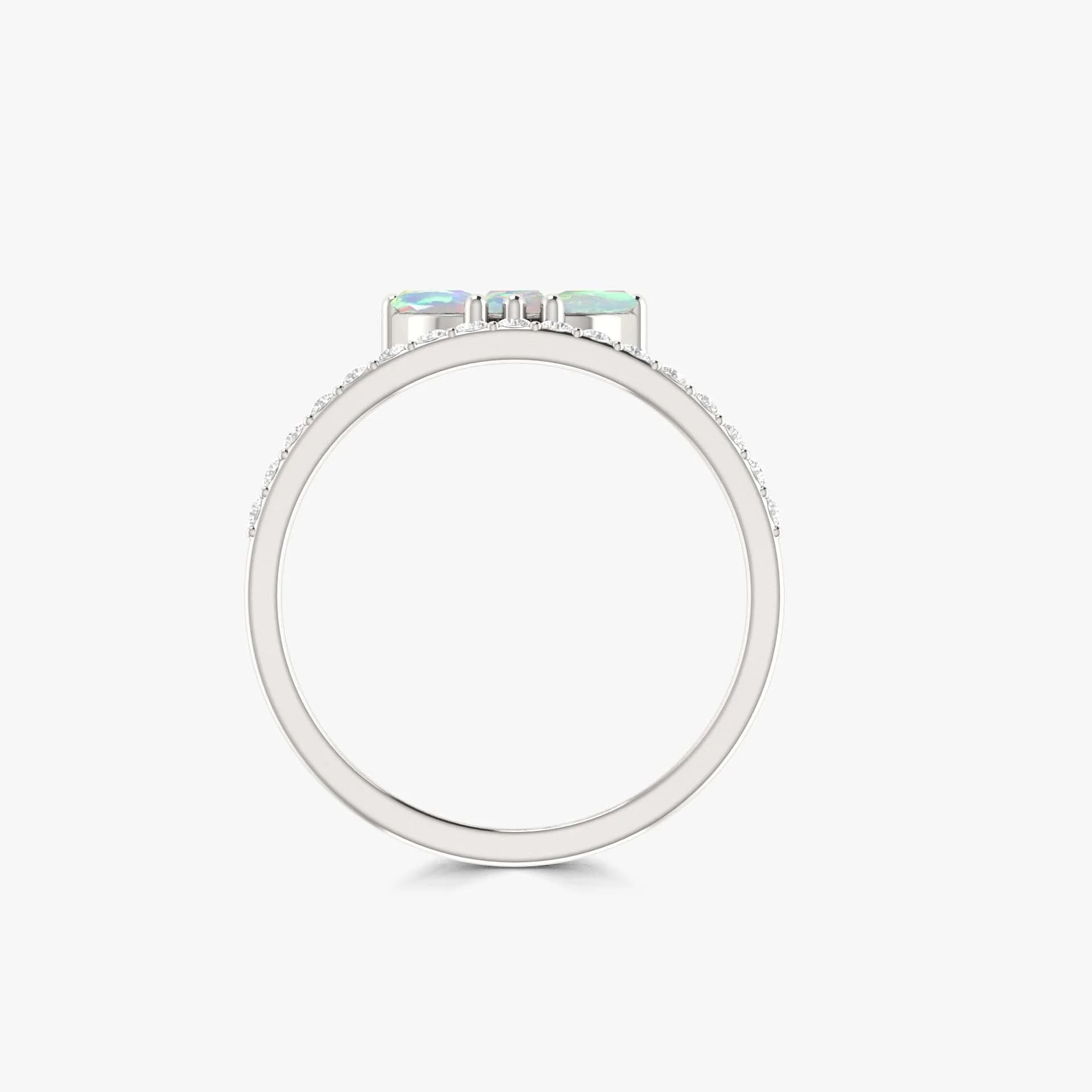 White Opal & Zircon 3-Stone Eternity Ring - Image 4