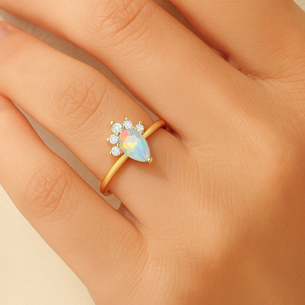 White Opal Zircon Ring for Women - Elegant & Timeless - Image 2