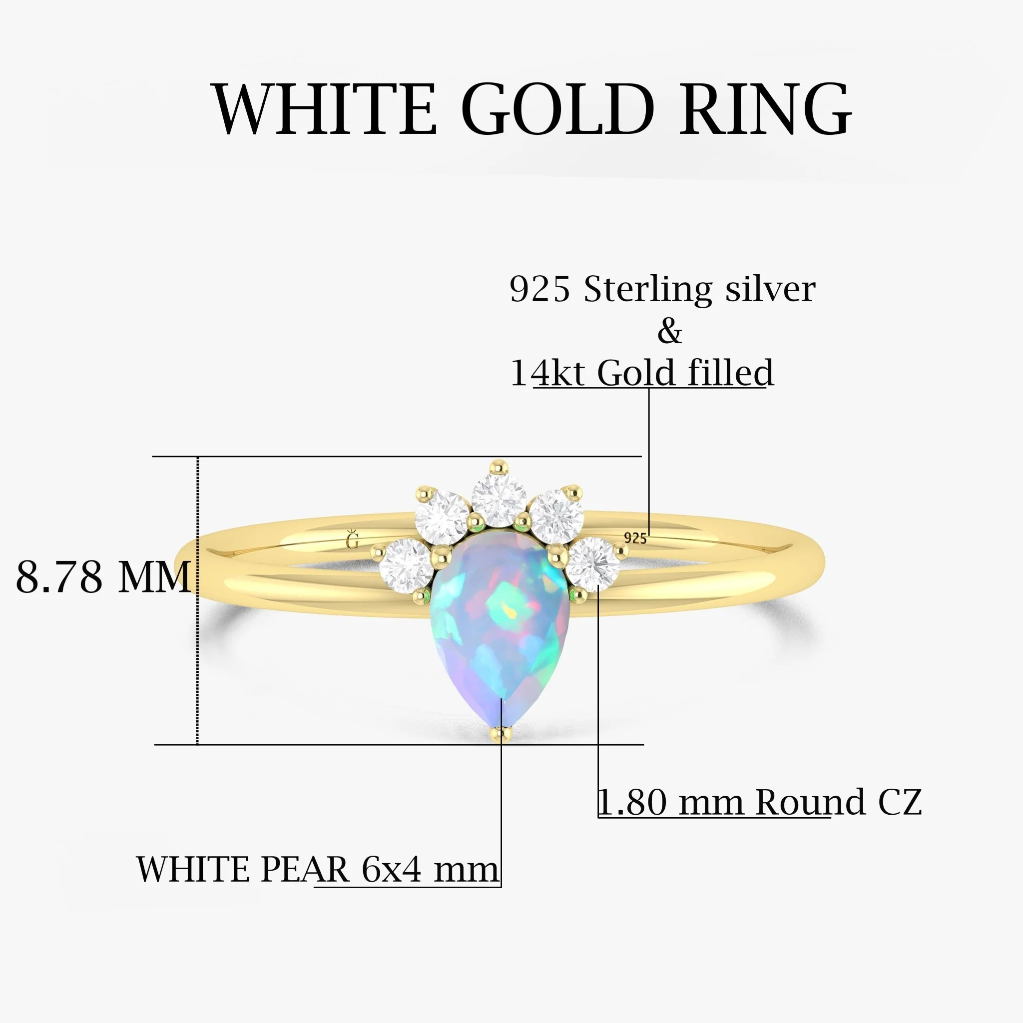 White Opal Zircon Ring for Women - Elegant & Timeless - Image 8