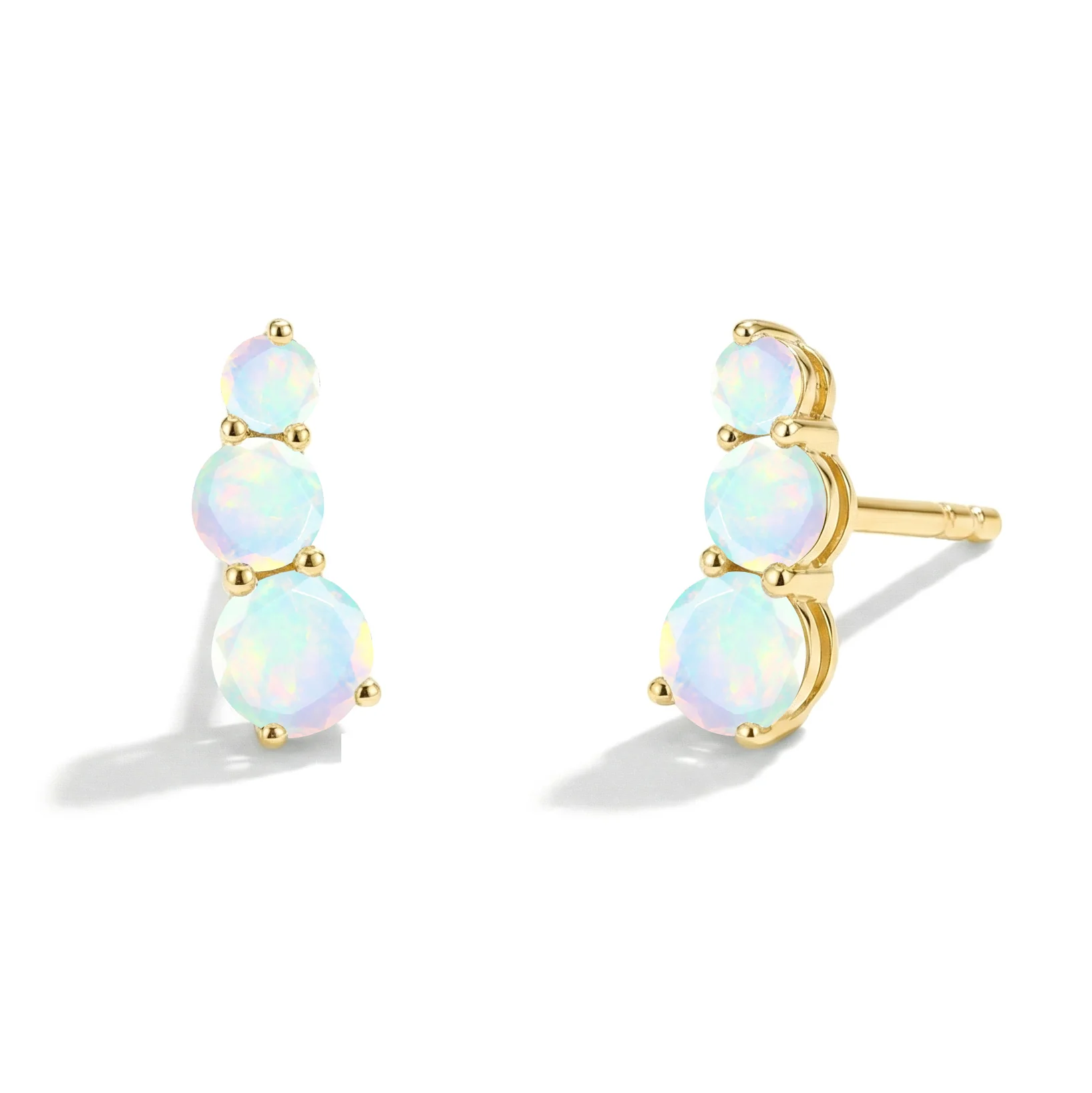 White Round Opal Stud Earring in 925 Sterling Silver 5X4X3MM 1.40 ct. - Image 2