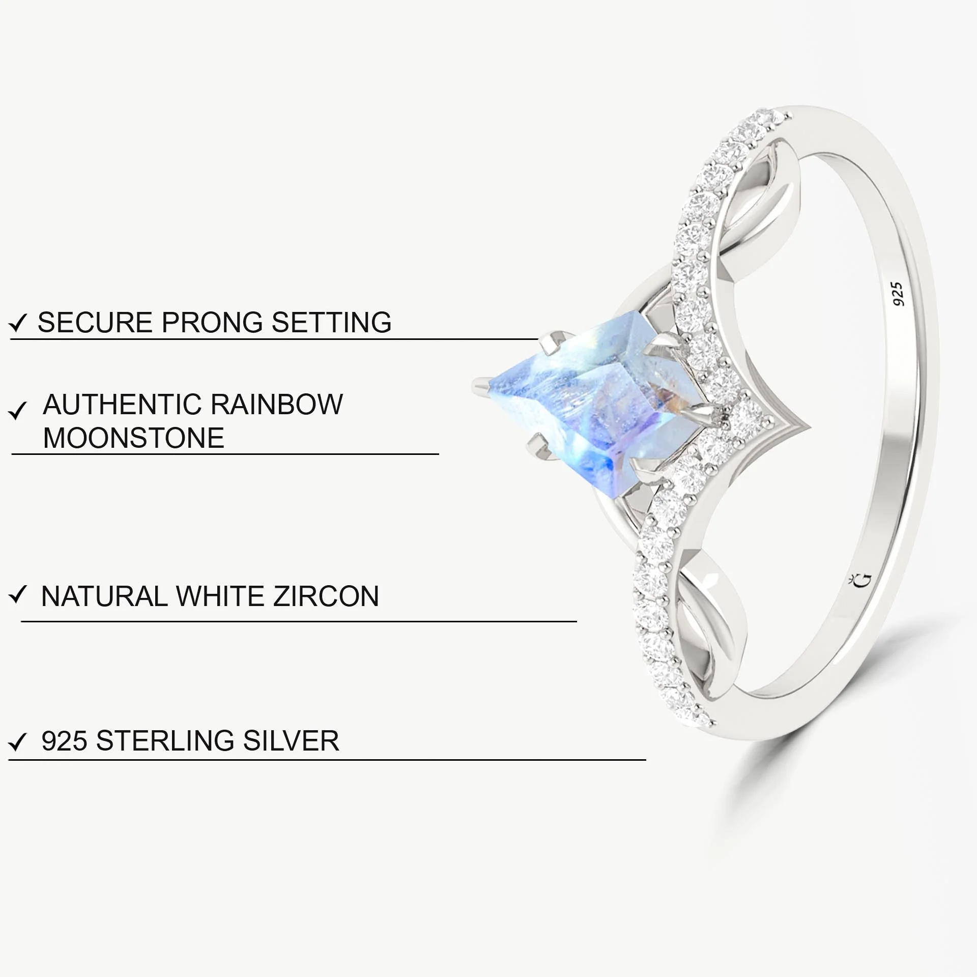 Women's engagement kite shape moonstone ring for women - Image 6