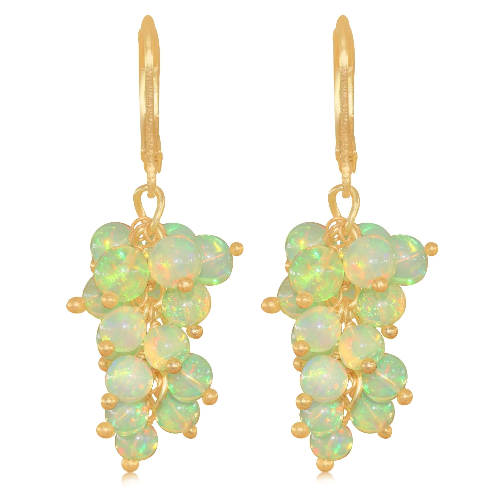 Yellow Opal Earrings – Dainty Bead Dangle | Handmade Gemstone Minimalist Jewelry